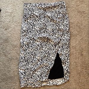 Abercrombie Floral Print High-Slit Midi Skirt